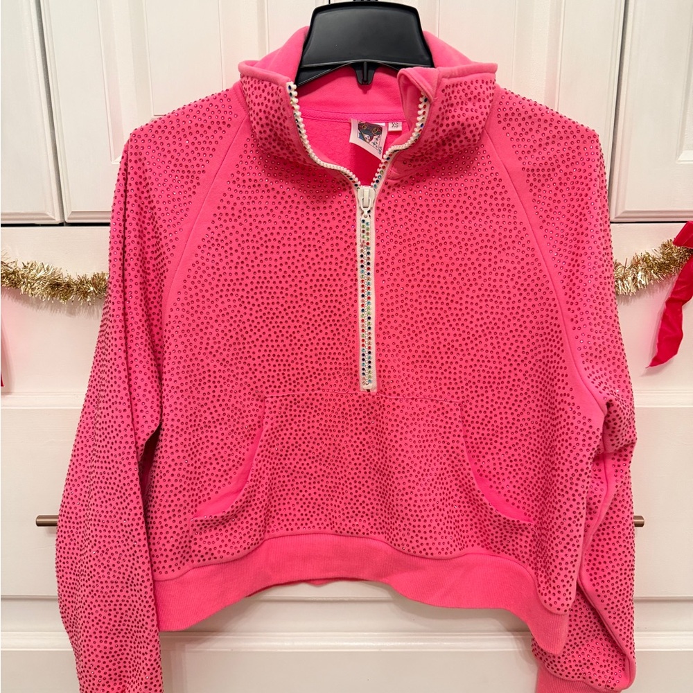 QUEEN OF SPARKLES Pink Rhinestone Sweatshirt